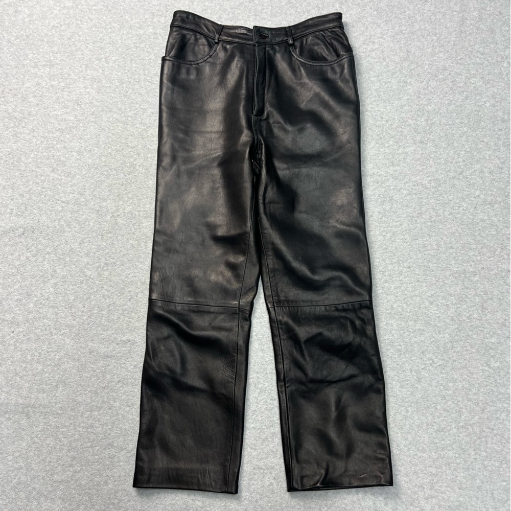 Real Clothes Pants Womens 4 Black Leather Straight Leg Crop Lined High Rise